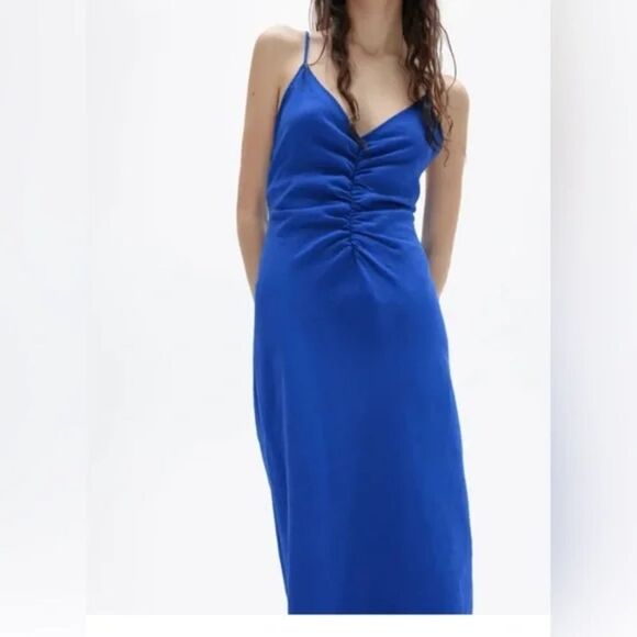 Zara Dresses & Skirts - Elegant Blue Spaghetti Strap Dress